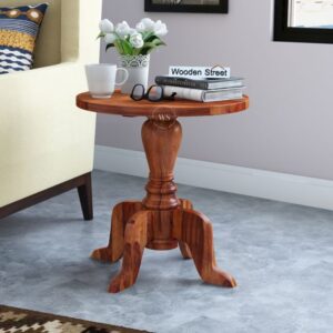 Tarlson Sheesham Wood Round Side Table (Honey Finish)